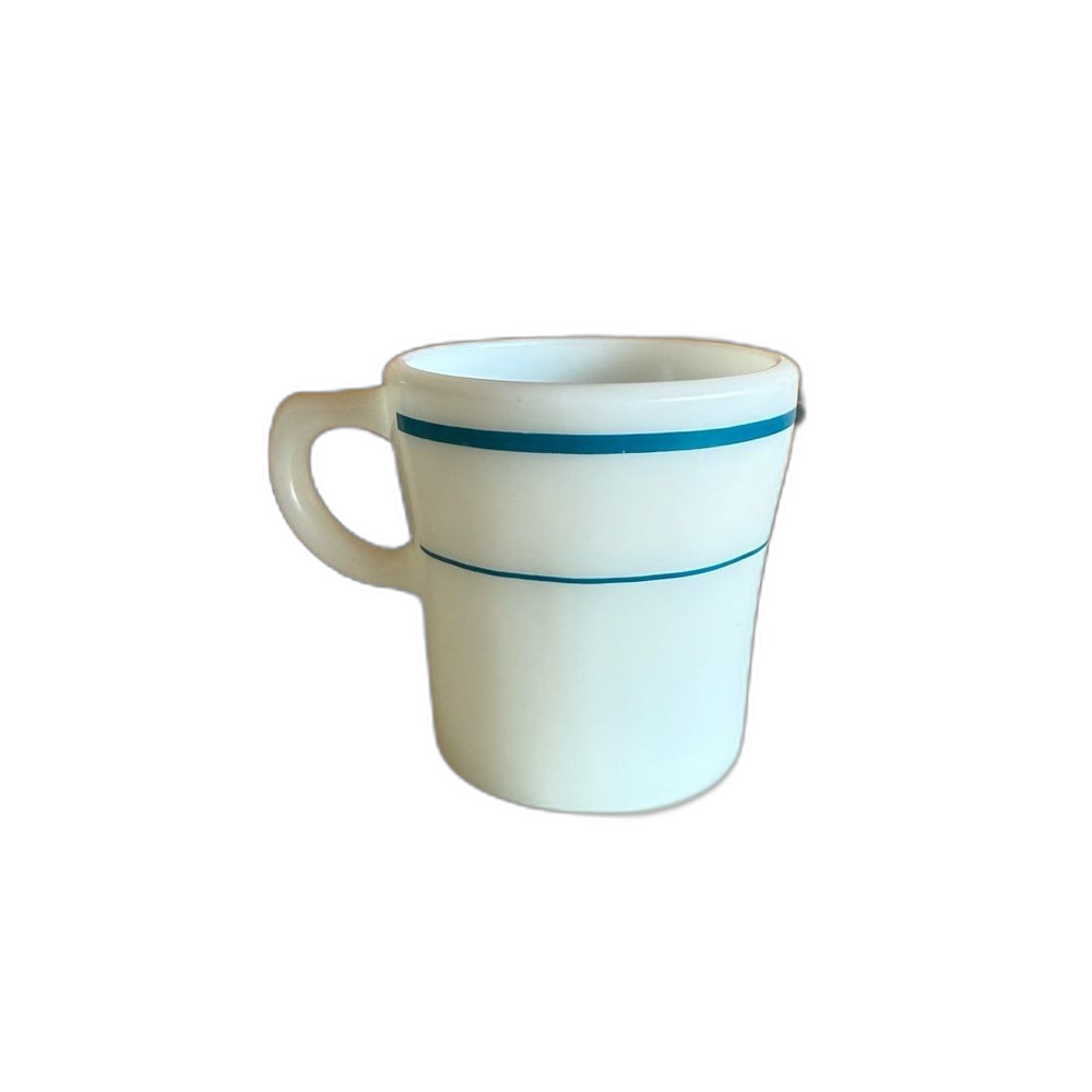 Vintage Pyrex Teal Double Band Stripe Coffee Cup Mug Corning USA #709